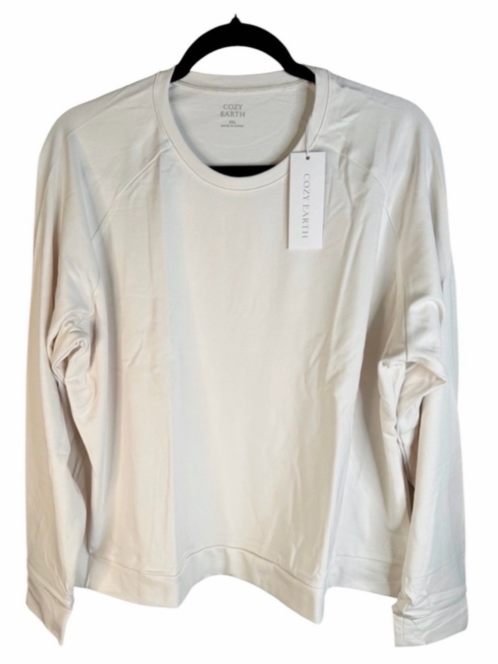 Cozy Earth Bamboo Ultra Soft Raglan Pullover Crew Top Ivory Size XXL 895 - Picture 4 of 11